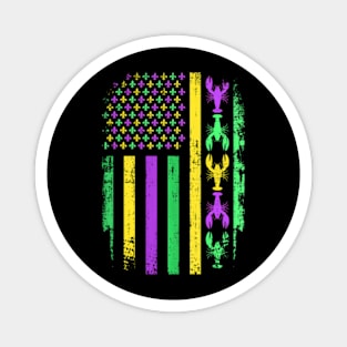 Mardi Gras Us American Flag With Crawfish New Orleans Magnet